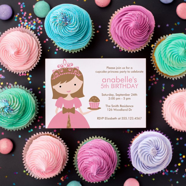 Brünette Geburtstagspartei von Cupcake Princess Einladung (Von Creator hochgeladen)