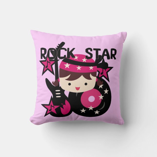 Brunette Girl Rock Star Coussin (Recto)