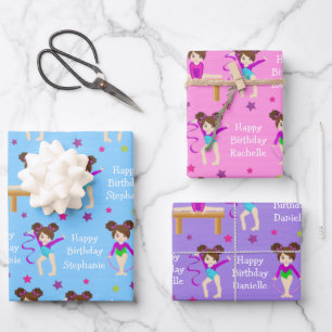 Brünette Gymnastikfolienblätter Geschenkpapier Set