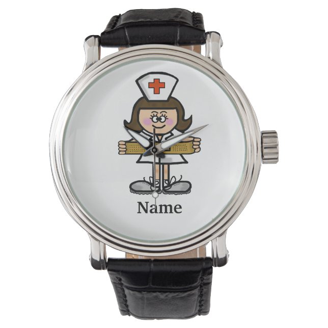 Brünette Krankenpflege von Frauen anpassen! Armbanduhr (Vorderseite)