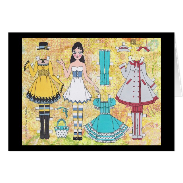 Brünette Lolita Papierpuppen-leere Karte (Vorderseite (Horizontal))