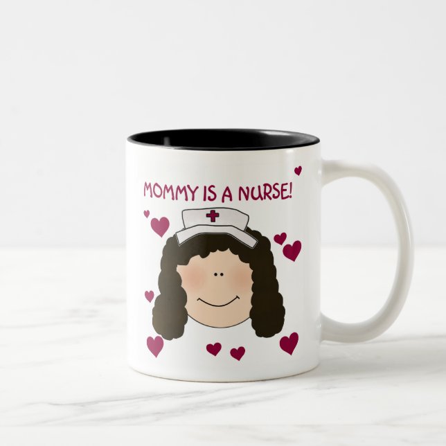 Brünette Mama ist eine Krankenschwester Zweifarbige Tasse (Rechts)