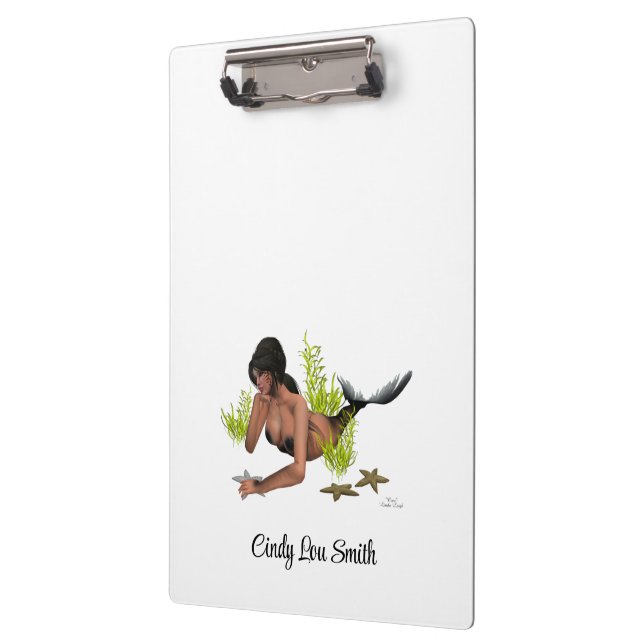 Brünette Meerjungfrau mit Starfish Clipboard Klemmbrett (Links)