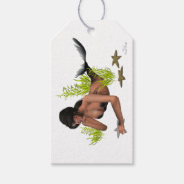 Brünette Meerjungfrau mit Starfish-Geschenkmarke Geschenkanhänger