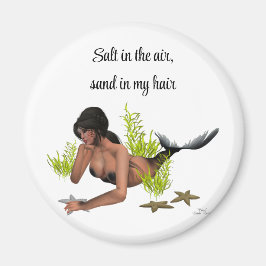 Brünette Meerjungfrau mit Starfish Magnet