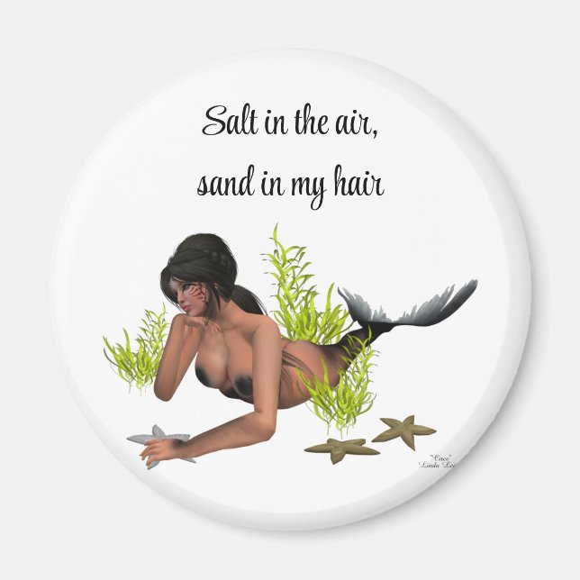 Brünette Meerjungfrau mit Starfish Magnet (Vorne)