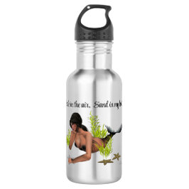 Brünette Meerjungfrau mit Starfish Wasserflasche
