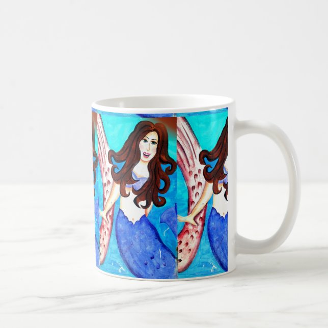 brünette Meerjungfrau-Tasse Kaffeetasse (Rechts)