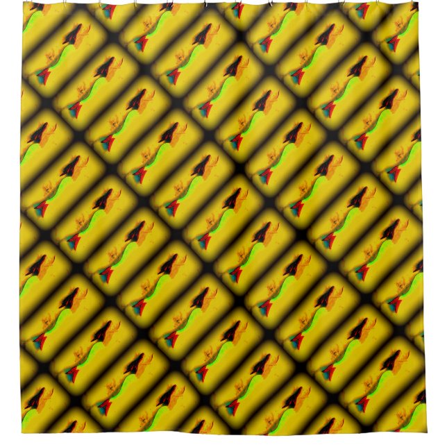 brünette Meerjungfrauen schwimmen nach oben Duschvorhang (Vorderseite)