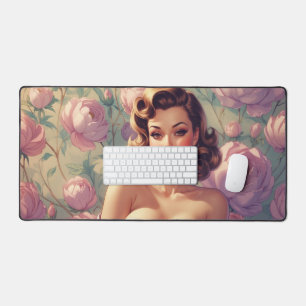 Brunette Pin-Up Fleurs Pastel