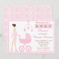 Brünette Pink Damask Dusche für Mädchen