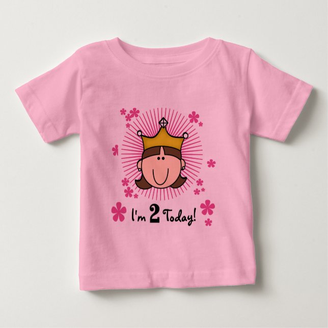 Brunette Princesse 2e Anniversaire Tshirts et cade (Devant)