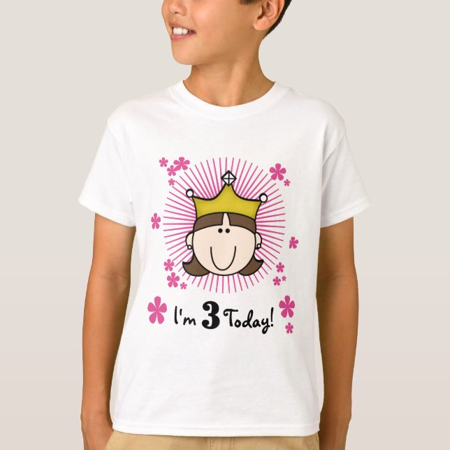 Brunette Princesse 3e Anniversaire Tshirts et cade (Devant)