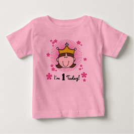 Brünette Prinzessin 1. Geburtstag Baby T-shirt