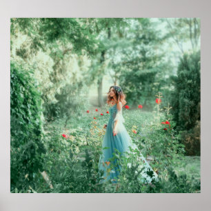 Brünette Prinzessin: Fairy Forest Watercolor Poster