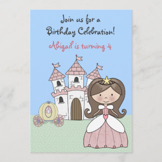 Brünette Prinzessin Fairy Tale zum Geburtstag Einl Einladung