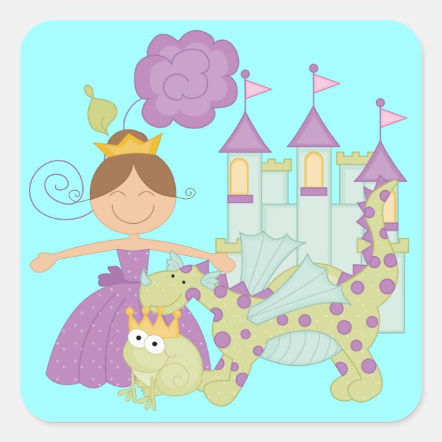 Brünette Prinzessin Quadratischer Aufkleber (Vorderseite)