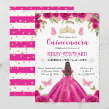 Brünette Prinzessin Quinceanera, heiß rosa