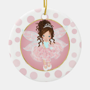 Brünette Rosa Fairy Keramik Ornament