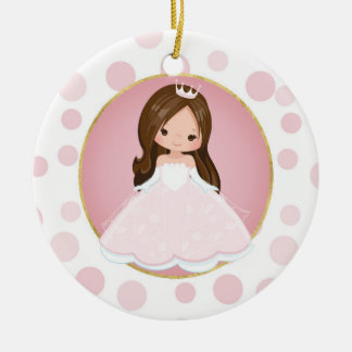 Brünette Rosa Prinzessin Keramik Ornament