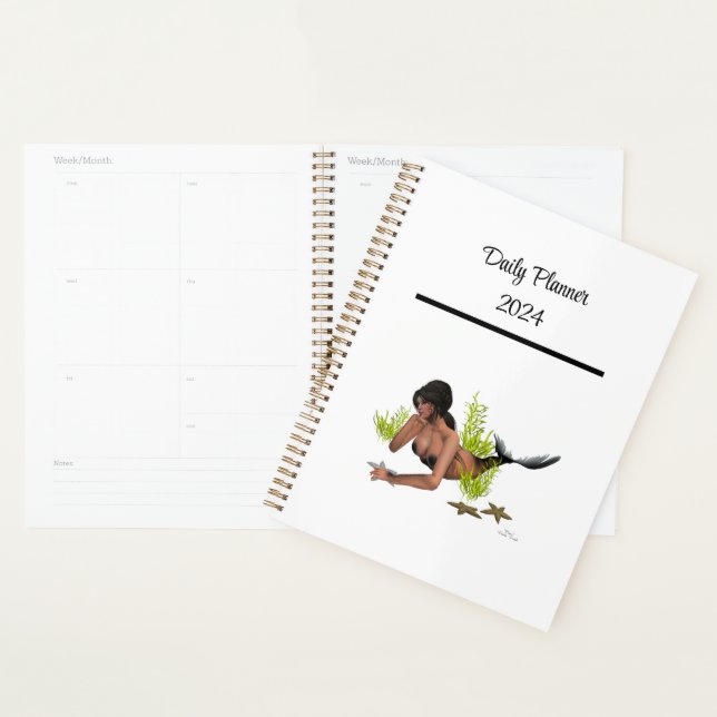 Brunette Sirène Avec Starfish Daily Planner (Devant avec enveloppe)