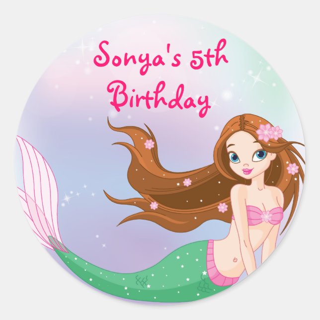 Brunette Sirène Favoriser Sticker Sac (Devant)