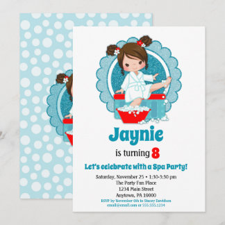 Brunette Spa Fête Filles Anniversaire Invitation