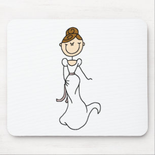 Brünette Strichmännchen-Braut Mousepad