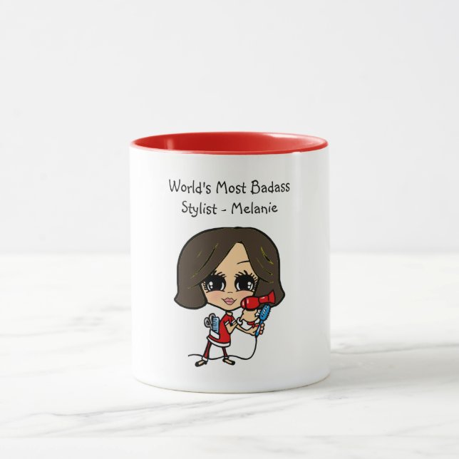 Brünette TASSE der Haarsträhne Personalisiert (Zentrum)