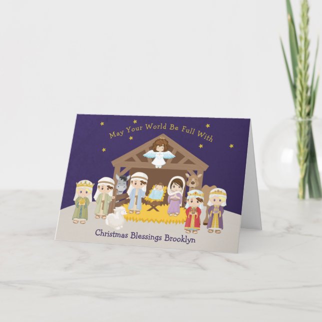 Brünette Weihnachtskarte Feiertagskarte (Vorderseite)