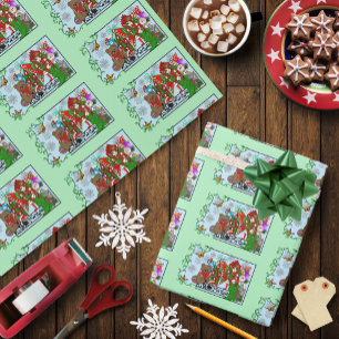 Brünette Weihnachtsmesse Geschenkpapier