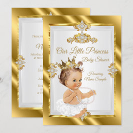 Brünette White Princess Baby Dusche Einladung