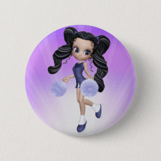 Brünetter Cheerleader-Mädchen-Knopf Button