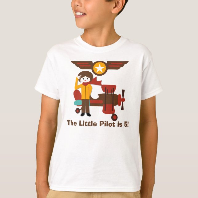 Brünetter Girl Pilot Geburtstag Custom T - Shirt (Vorderseite)