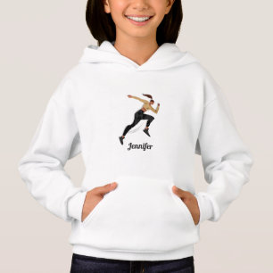 Brünetter Girl Runner Cross Country & Kid-Name Hoodie