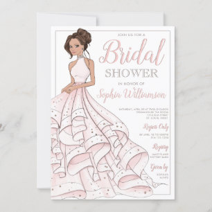Brünetter Glitzer Glam Bride Brautparty Einladung