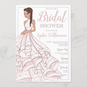 Brünetter Glitzer Glam Bride Brautparty Einladung