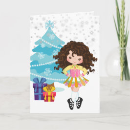 Brünetter Irish Dancer Winter Weihnachtsfeiertag Karte
