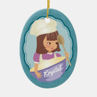 Brünetter Koch-Bäcker personalisiert Weihnachten Keramik Ornament