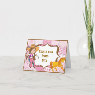 Brünettes Cowgirl Vielen Dank Note Card Dankeskarte