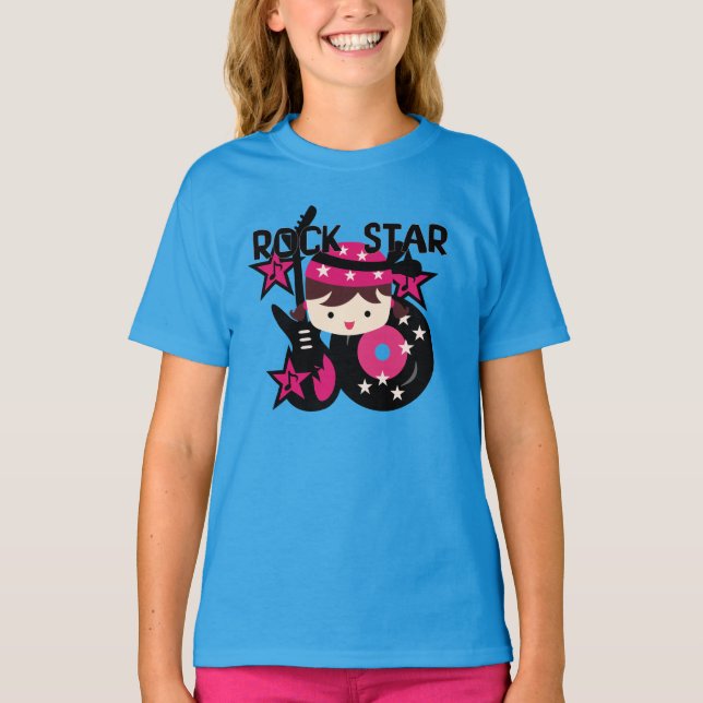 Brünettes Felsen-Stern-Mädchen T-Shirt (Vorderseite)