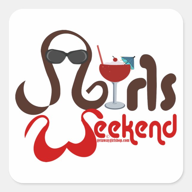 Brunettes in Bikinis - Girls Weekend Spaß! Quadratischer Aufkleber (Vorderseite)