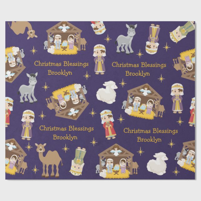 Brünettes Krippenpapier Geschenkpapier (Flach)