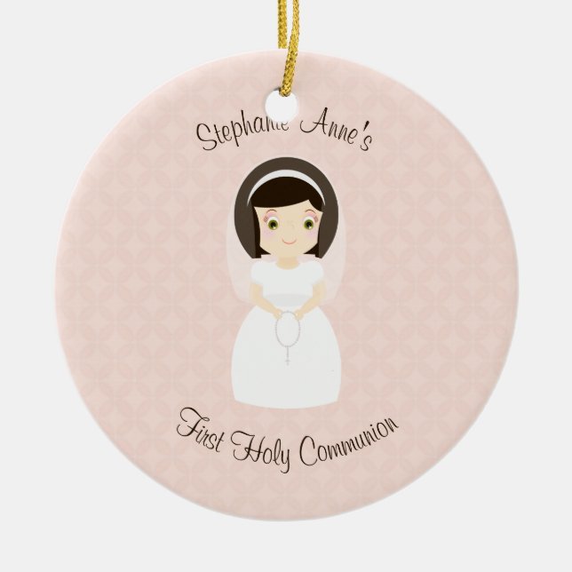 Brünettes Mädchen der ersten Heiligen Kommune Keramikornament (Vorne)