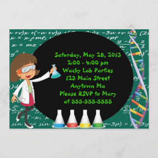 Brünettes Mädchen-wütende Wissenschaftler-Party Einladung
