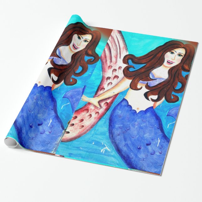 brünettes Meerjungpapier Geschenkpapier (Ungerollt)