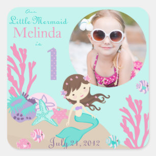Brünettes Mermaid Age 1 Foto Aufkleber