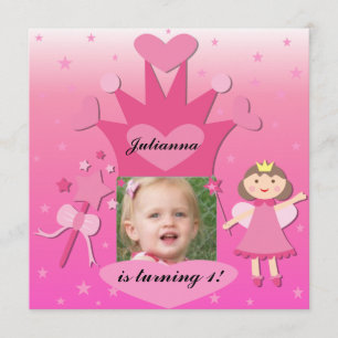 Brünettes Party mit der Prinzessin Birthday Einladung