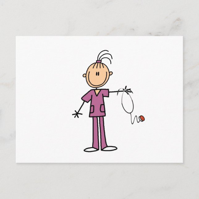 Brünettes Strichmännchen Nurse Postkarte (Vorderseite)
