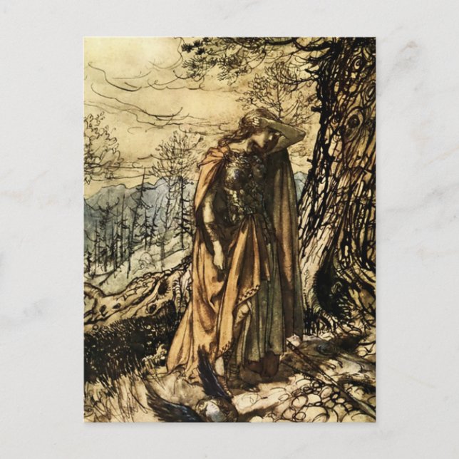 "Brunhilde Dazed and Albewaffed" von Arthur Rackha Postkarte (Vorderseite)